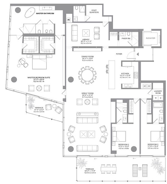 Surf Club Four Seasons floor plans - new developments at Surfside